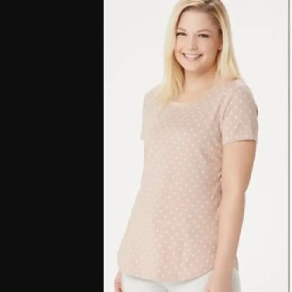 NWOT Isaac Mizrahi! Short-Sleeve Knit dot Top | Size XXS